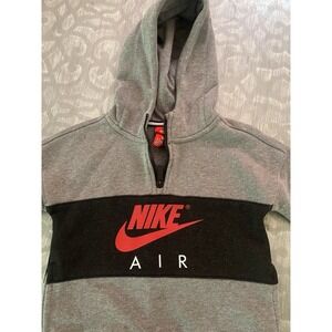 Nike Air Youth Black/Red Swoosh Pullover Hoodie Fleece Size 4/xs